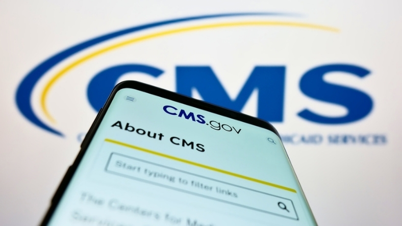 CMS.gov website displayed on smartphone screen